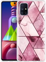 Hoesje Geschikt voor Samsung Galaxy M51 Roze Marmer Mix