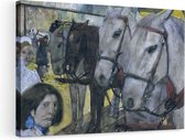 Artaza Canvas Schilderij Trampaarden op de Dam te Amsterdam - George Hendrik Breitner - 90x60 - Kunst - Canvas Print - Muurdecoratie