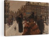 Artaza Canvas Schilderij De Singelbrug bij de Paleisstraat in Amsterdam - George Hendrik Breitner - 90x60 - Kunst - Canvas Print - Muurdecoratie