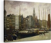 Artaza Canvas Schilderij Het Damrak in Amsterdam - George Hendrik Breitner - 120x80 - Groot - Kunst - Wanddecoratie Woonkamer