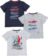 Blue Seven - 3pack - T-shirts - wit - grijs - blauw - met print - Maat 92