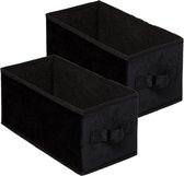 Set de 2x panier de rangement / panier d'armoire 7 litres polyester noir 31 x 15 x 15 cm - Boîtes de Boîtes de rangement - Paniers compartiments
