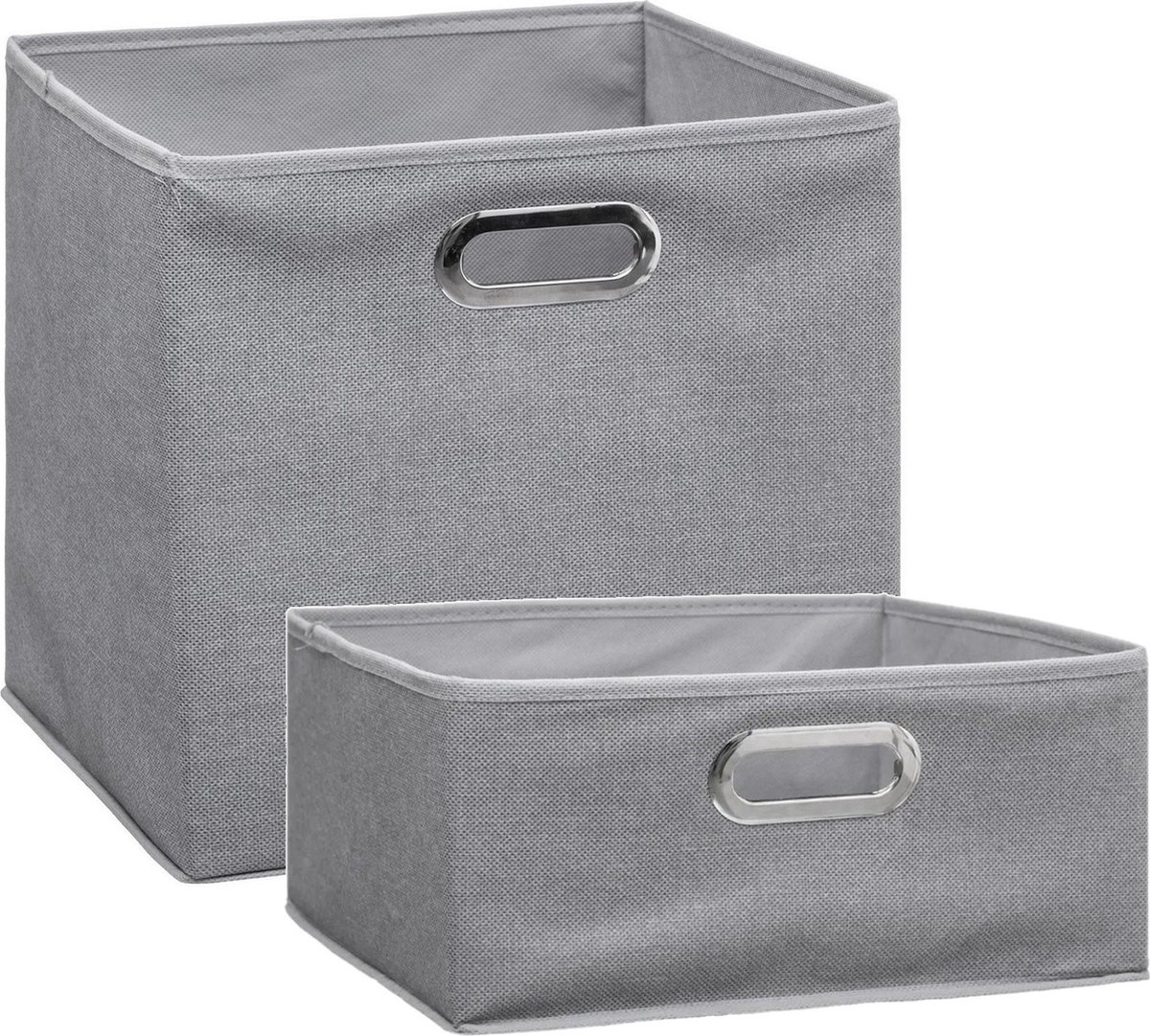 5Five® Set van 2x stuks opbergmanden/kastmanden 14 en 29 liter lichtgrijs van linnen 31 cm - Opbergboxen - Vakkenkast manden