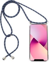 H.K. backcover/achterkant/hoesje met koord blauw met zwart geschikt voor Apple iPhone 11 + Glasfolie