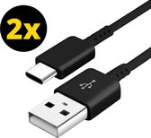 USB C kabel - USB C oplader - USB naar USB C  kabel -  USB c lader kabel - 1 meter - Zwart - 2 PACK