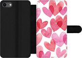 Bookcase Geschikt voor iPhone 8 telefoonhoesje - Een illustratie met hartjes van waterverf - Met vakjes - Wallet case met magneetsluiting