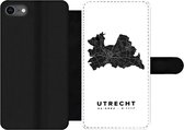 Bookcase Geschikt voor iPhone 7 telefoonhoesje - Utrecht - Nederland - Kaart - Wit - Met vakjes - Wallet case met magneetsluiting