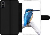 Bookcase Geschikt voor iPhone XS telefoonhoesje - IJsvogel - Tak - Snavel - Met vakjes - Wallet case met magneetsluiting