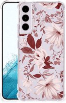 Anti Shock Hoesje Geschikt voor Samsung Galaxy S22 GSM Hoesje met doorzichtige rand Watercolor Flowers