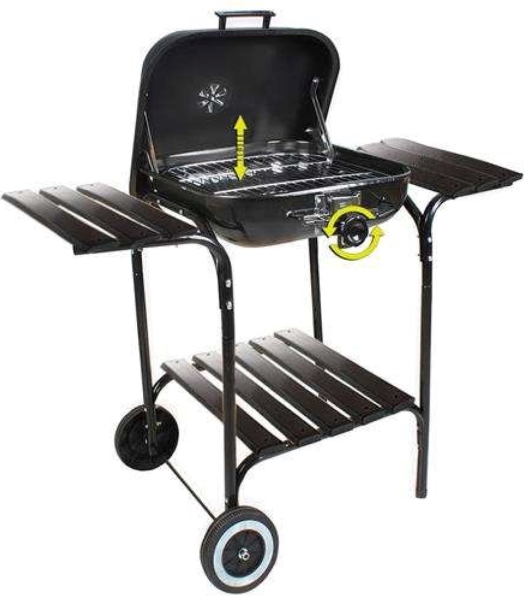 Oneiro's Luxe Barbecue TOMA Zwart - ⌀ 98x47x82 cm - inklapbaar - zomer - grillen - tuin - koken - tafelen