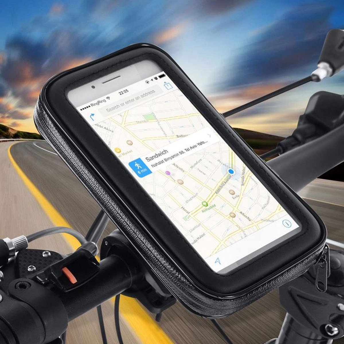 Universele Waterdichte LB-402 Fiets Mobiele Telefoon Houder Motorfiets Stuurtas - Universeel - Mobiele Fiets Telefoon Beugel Stand XL 6.9 Inch