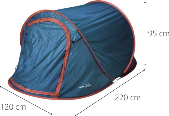 Patch stel je voor hersenen Orange85 Pop Up Tent - 2 Persoons - festivaltent - Blauw - 220x120x95cm -  Kamperen | bol.com