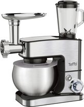 Teffo - Multifunctionele mixer / Keukenrobot Pro 5L 1300W - Keukenmachine - Mixer - Met mengkom - Roestvrij staal