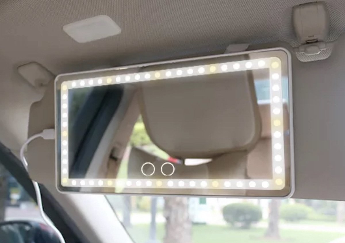Without lemon - Led Mirror Car - Oplaadbare Auto Zonneklep Spiegel met led - make-up spiegel met LED-verlichting - Auto Makeup Spiegel - Makeup Mirror - Handig in auto - Geel licht - wit Licht - Dimming light - Make up onderweg - Zwart