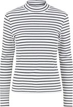 Pieces T-shirt Pcvoma Ls High Neck Top Bc 17124353 Bright White/ Black Stripes Dames Maat - S