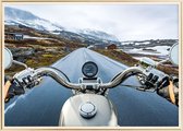 Poster Met Metaal Gouden Lijst - Motorrijder Poster