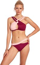 No Gossip Halterbikini met gekruiste voorkant Paars en roze met borstkussen PURPLE 40