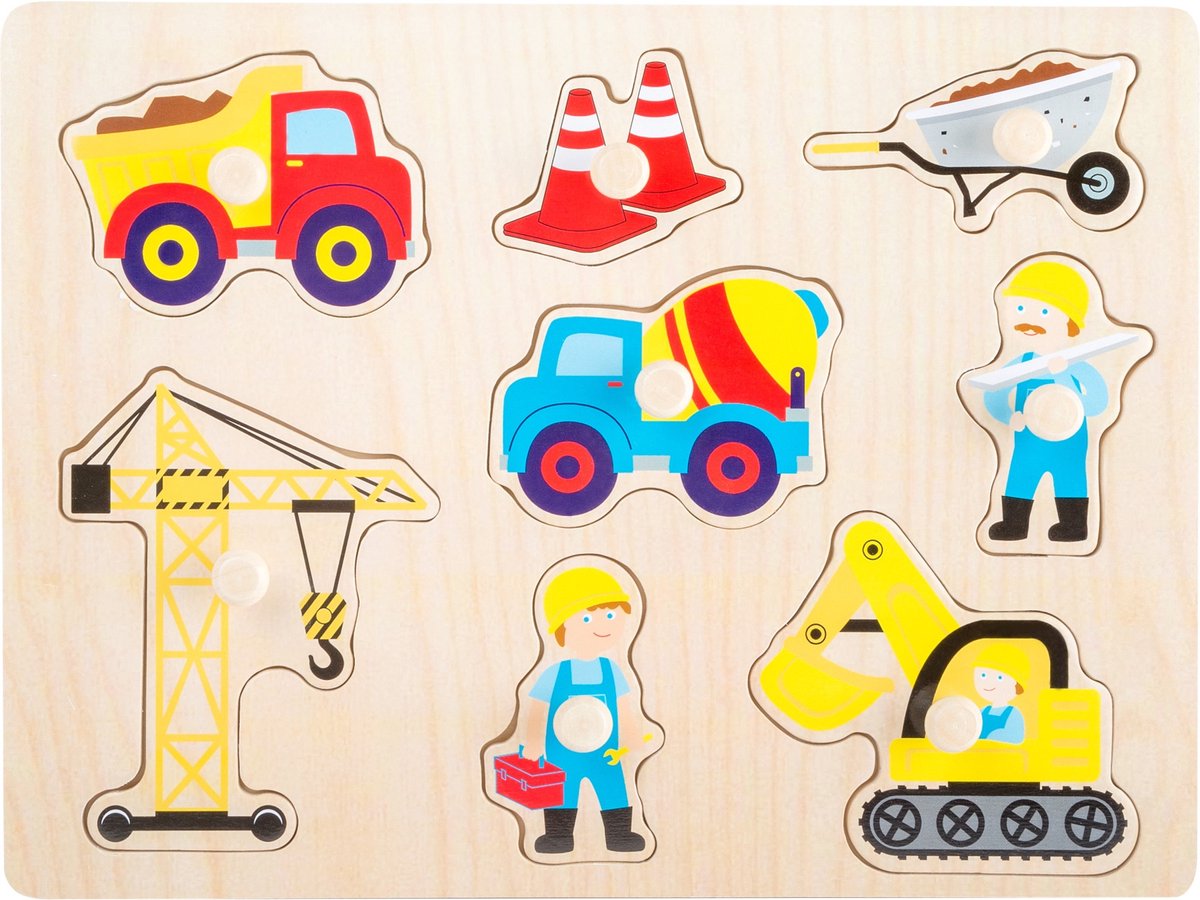 Small Foot Vormenpuzzel Bouwterrein Junior Hout 8 Stukjes