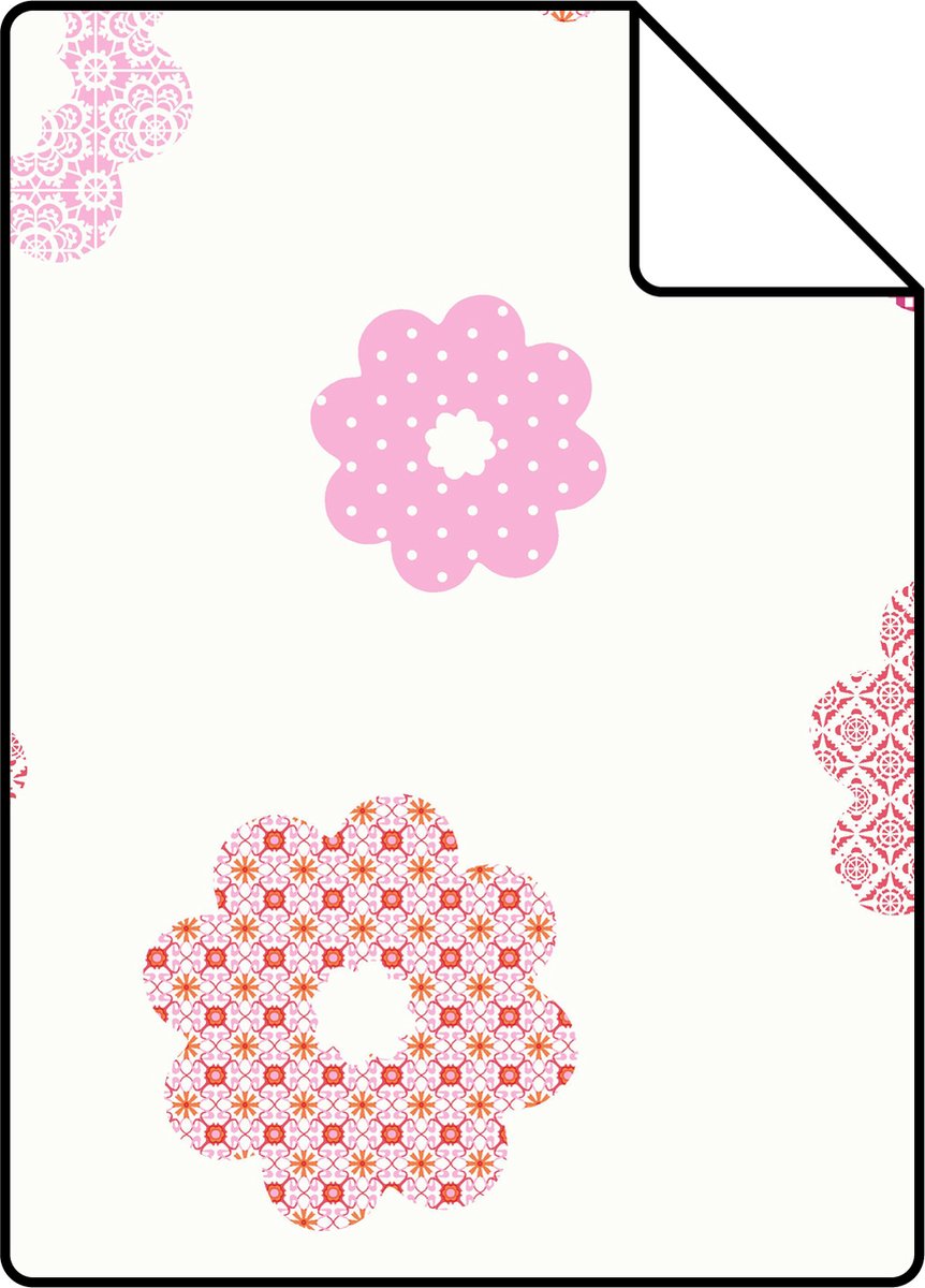 Proefstaal ESTAhome behang kant-motief roze - 115734 - 26,5 x 21 cm