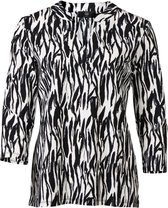 Dames shirt 3/4 mouwen travelstof met v-hals - zebraprint zwart/wit | Maat 2XL