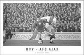 Walljar - Poster Ajax met lijst - Voetbal - Amsterdam - Eredivisie - Zwart wit - MVV - AFC Ajax '70 - 60 x 90 cm - Zwart wit poster met lijst