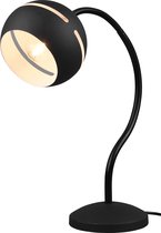 LED Bureaulamp - Torna Flatina - E14 Fitting - Dimbaar - Flexibele Arm - Rond - Mat Zwart - Aluminium