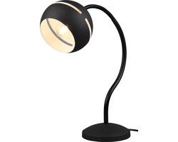 LED Bureaulamp - Torna Flatina - E14 Fitting - Dimbaar - Flexibele Arm - Rond - Mat Zwart - Aluminium