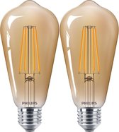 Philips LED Filament E27 - 5.5W (48W) - Warm Wit Licht - Niet Dimbaar - 2 stuks