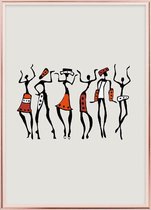 Poster Met Metaal Rose Lijst - Afrikaanse Dans Poster