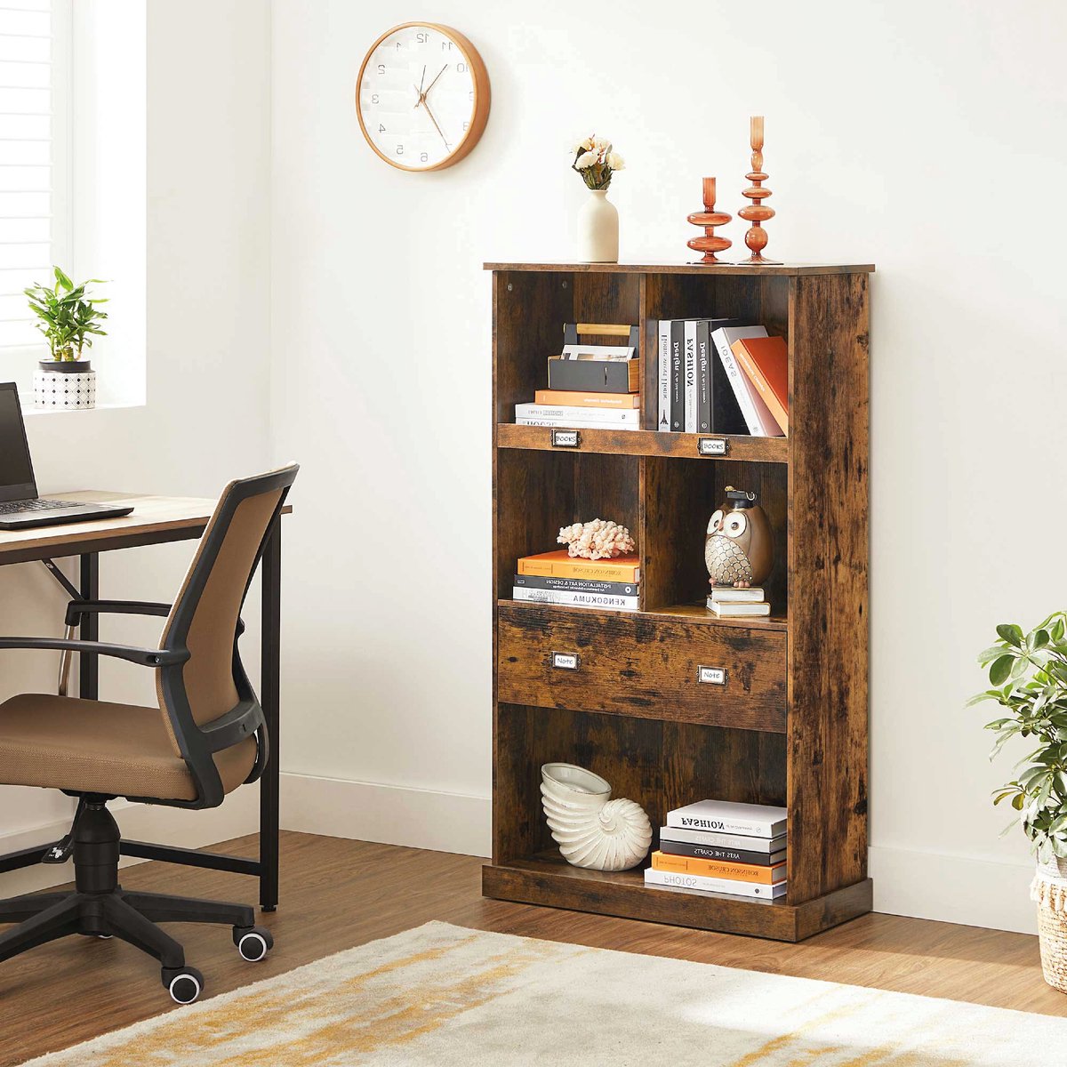 HOMCOM Strandplank Boekenkast 4-Tier Bamboe Rekken Kantoor Rekken Opbergrek Archiefrek Keuken Plank voor Badkamer Keuken Woonkamer Slaapkamer Natuurlijke Bamboe 62 x 33 x 112 cm