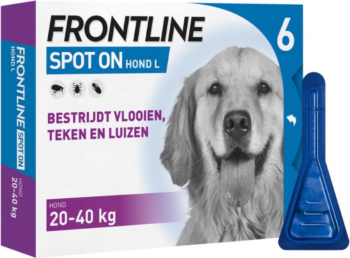 Frontline Spot-On L vlooienmiddel - Hond - 6 pipetten | bol.com