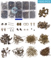 Opbergdoosje met +500 Messing Onderdelen – Sieraden Maken met 10 Verschillende Types Juwelen Onderdelen – Armbanden/Halskettingen/Oorbellen/Enkelbandjes en Meer – BB201 Messing
