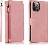 Samsung Galaxy A52s Book Case hoesje met rits - Magneetsluiting - Pasjeshouder - Kunstleer - Flipcase - Hoesje - Samsung Galaxy A52s - Rose Goud