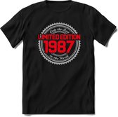 1987 Limited Edition | Feest Kado T-Shirt Heren - Dames | Zilver - Rood | Perfect Verjaardag Cadeau Shirt | Grappige Spreuken - Zinnen - Teksten | Maat 3XL