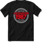 1987 Limited Edition | Feest Kado T-Shirt Heren - Dames | Zilver - Rood | Perfect Verjaardag Cadeau Shirt | Grappige Spreuken - Zinnen - Teksten | Maat S