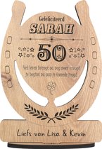 Ballon Sarah - carte de voeux en bois - carte bois 50 ans - anniversaire femme - sarah vu - cinquante - personnalisé - 17,5 x 25 cm