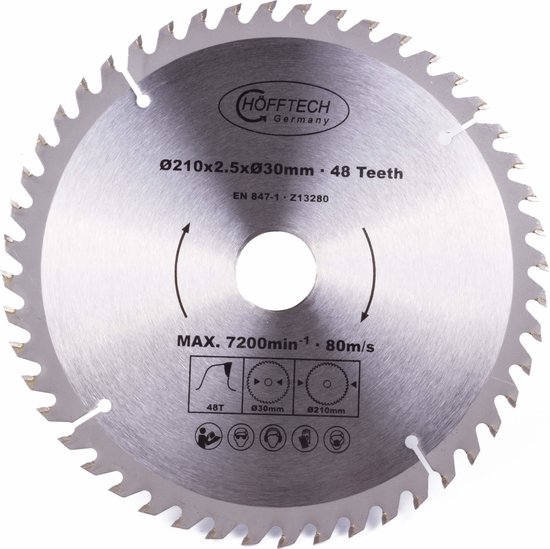 Hofftech Duitsland cirkelzaagblad 210mm met 48 tanden.
