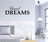 Stickerheld - Muursticker Sweet dreams - Slaapkamer - Droom zacht - Slaap lekker - Engelse Teksten - Mat Zwart - 27.5x81.4cm