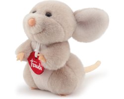 Trudi - Trudino Knuffel Muis 14 cm - Handgemaakt in Italie - Zacht pluche - Knuffeldier voor jongens en meisjes - Roze Grijs - 13x14x14 cm maat XS