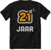 21 Jaar Feest kado T-Shirt Heren / Dames - Perfect Verjaardag Cadeau Shirt - Goud / Zilver - Maat M