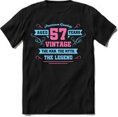 57 Jaar Legend - Feest kado T-Shirt Heren / Dames - Licht Blauw / Licht Roze - Perfect Verjaardag Cadeau Shirt - grappige Spreuken, Zinnen en Teksten. Maat XL