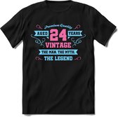 24 Jaar Legend - Feest kado T-Shirt Heren / Dames - Licht Blauw / Licht Roze - Perfect Verjaardag Cadeau Shirt - grappige Spreuken, Zinnen en Teksten. Maat L