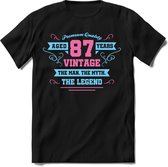 87 Jaar Legend - Feest kado T-Shirt Heren / Dames - Licht Blauw / Licht Roze - Perfect Verjaardag Cadeau Shirt - grappige Spreuken, Zinnen en Teksten. Maat 3XL