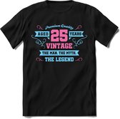 25 Jaar Legend - Feest kado T-Shirt Heren / Dames - Licht Blauw / Licht Roze - Perfect Verjaardag Cadeau Shirt - grappige Spreuken, Zinnen en Teksten. Maat XL
