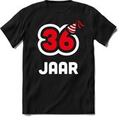 36 Jaar Feest kado T-Shirt Heren / Dames - Perfect Verjaardag Cadeau Shirt - Wit / Rood - Maat S