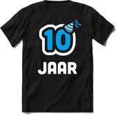 10 Jaar Feest kado T-Shirt Heren / Dames - Perfect Verjaardag Cadeau Shirt - Wit / Blauw - Maat XXL