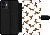 Bookcase Geschikt voor iPhone 12 Mini telefoonhoesje - Patronen - Hond - Teckel - Jongens - Meisjes - Kinderen - Kind - Met vakjes - Wallet case met magneetsluiting