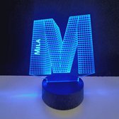 Lampe LED 3D - Lettre Prénom - Mila