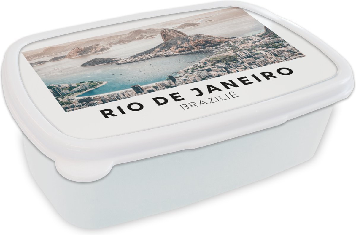 Broodtrommel Wit - Lunchbox - Brooddoos - Brazilië - Zon - Natuur - 18x12x6 cm - Volwassenen
