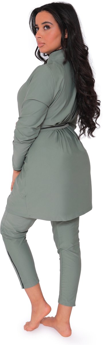 Burkini Ivory Pistache S/maat 36, Boerkini, burqini zwempak, islamitische zwemkleding, Burqini van MYKINY BRAND S, Set inclusief Turban (valt klein)
